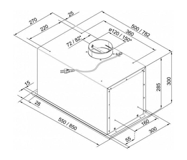 GORENJE DKI550M/3 Stal Nierdzewna 320m3/h 65dB Klasa D 55cm Sterowanie Mechaniczne LED - 412171 - zdjęcie 2